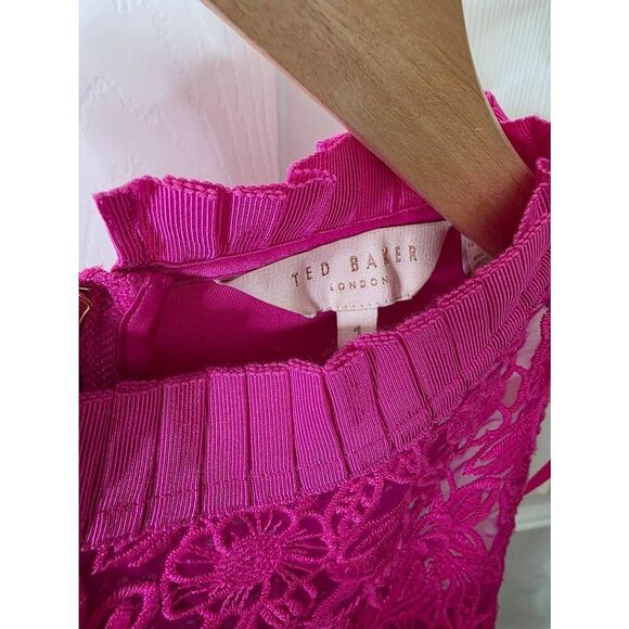 Ted Baker Zaffron Embroidered Pink Dress Size 1 (US 4) - Picture 7 of 12